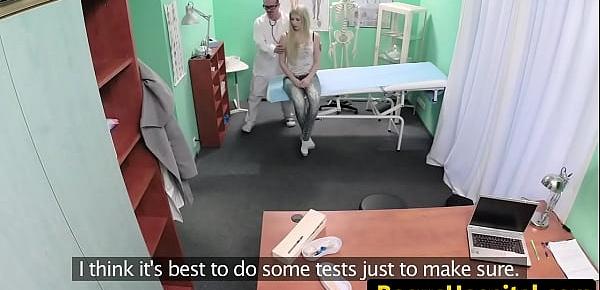  Cockriding patient jizzed on pussy by doctor